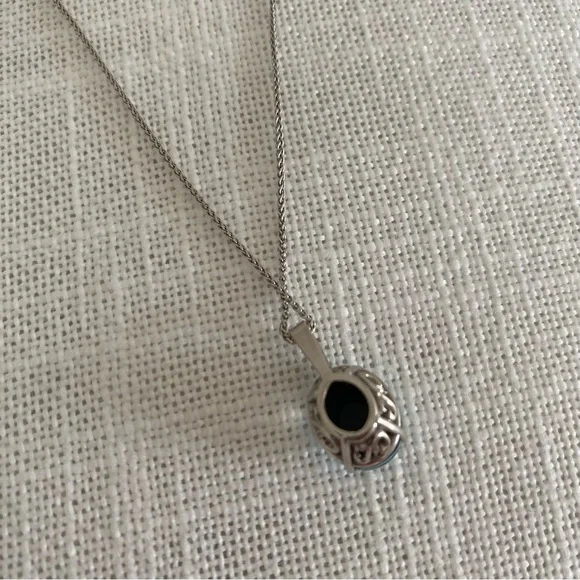 Blue Opal 14 K White Gold Necklace - Picture 5 of 9